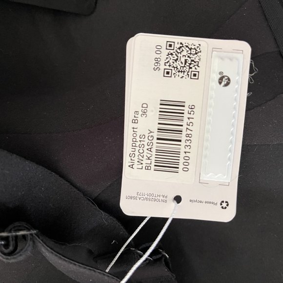 NWT Lululemon AirSupport Bra ~ Black ~ Size 36D - Picture 4 of 5